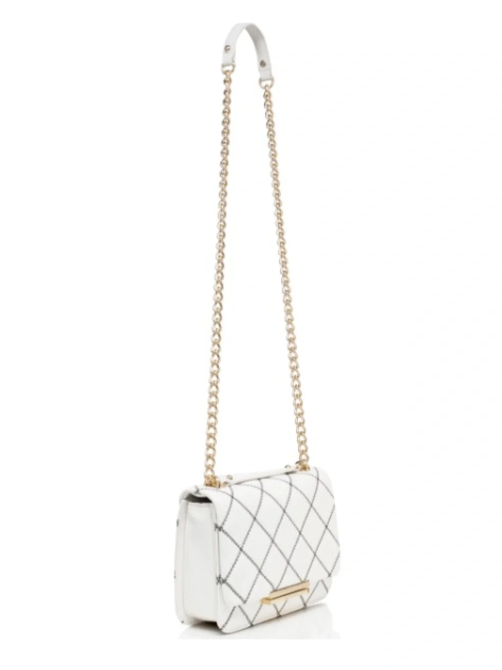 Pre loved-Vintage Kate Spade ♠️ White Quilted Chain Crossbody Bag